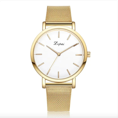 Women's Quartz Watch with Silver & Gold Mesh Band