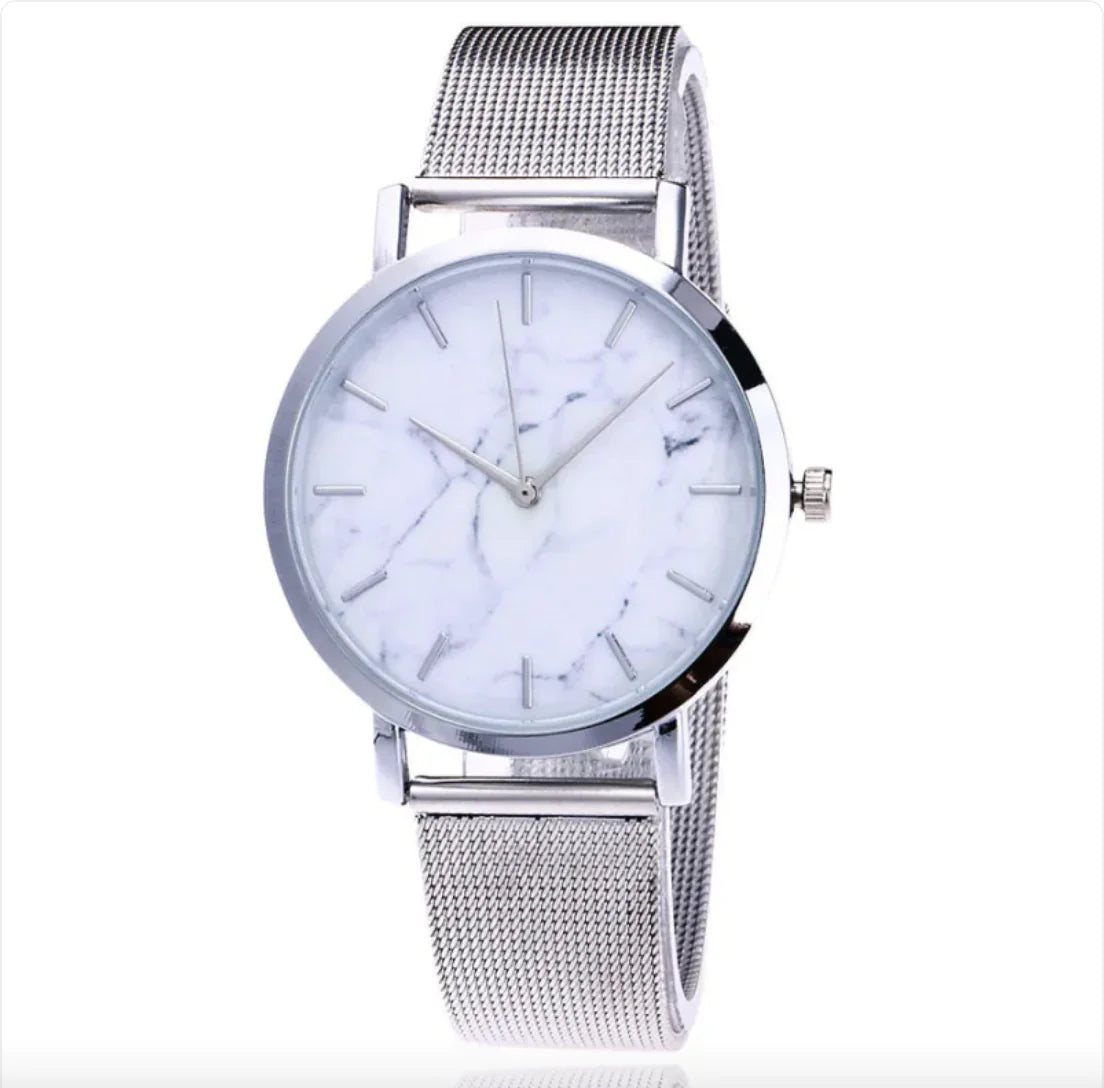 Women's Quartz Watch with Silver & Gold Mesh Band